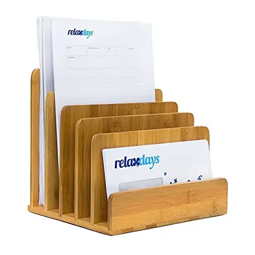 Produktbild: Relaxdays Dokumentenhalter Bambus, 5 Fächer, Prospekte, Zeitschriften, Briefablage, HBT: ca. 23 x 24,5 x 20,5 cm, Natur, Braun
