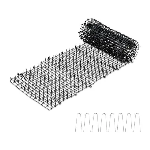 Produktbild: Relaxdays Dornengitter, Marder- & Katzenabwehr, BxT: 200 x 30 cm, Schutz für Beete & Pflanzen, mit 8 Erdankern, schwarz