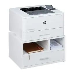Produktbild: Relaxdays Druckerständer mit Schublade & 2 Fächern, Schreibtisch Regal für Drucker, Druckerhalter, HBT 22x40x30 cm, weiß