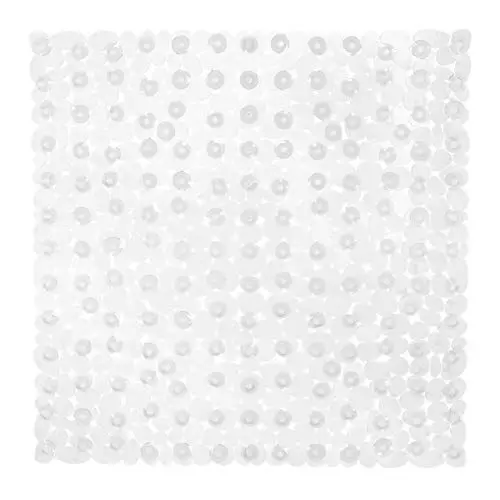 Produktbild: Relaxdays Duschmatte Steinoptik, rutschfeste Duscheinlage mit Saugnäpfen, waschbar, quadratisch 53 x 53 cm, transparent