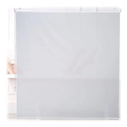 Produktbild: Relaxdays Duschrollo, 160x240 cm, Seilzugrollo für Dusche & Badewanne, Decke & Fenster, Badrollo wasserabweisend, weiß