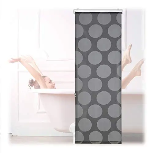 Produktbild: Relaxdays Duschrollo, 60x240 cm, Seilzugrollo für Dusche & Badewanne, Badrollo wasserabweisend, Decke & Fenster, grau, Aluminium