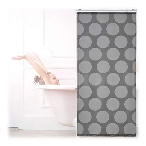 Produktbild: Relaxdays Duschrollo, 80x240 cm, Seilzugrollo für Dusche & Badewanne, Badrollo wasserabweisend, Decke & Fenster, grau