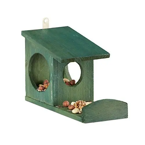 Produktbild: Relaxdays 10026317_747 Futterstationen für Eichhörnchen 17, 5 x 14 x 25 cm Dunkelgrün