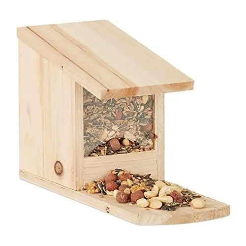 Produktbild: Relaxdays Eichhörnchen Futterhaus, Futterkasten für Eichhörnchen, zum Aufstellen, Holz, HBT: 17,5 x 12 x 25 cm, natur