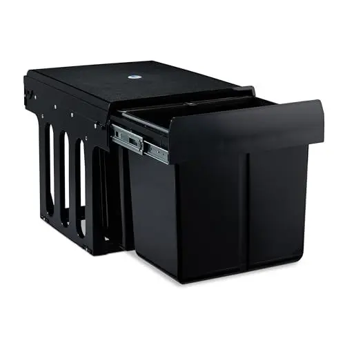 Produktbild: Relaxdays Einbaumülleimer 3-fach, ausziehbar, Küchenmülleimer für Unterschrank, 15l & 2x 8l, 35,1x34,3x48 cm, schwarz