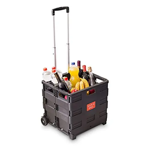 Produktbild: Relaxdays Einkaufstrolley, Klappbar, Einkaufsroller bis 35 kg, Verstellbarer Griff, Mit Rollen, HBT: ca. 100 x 42 x 37 cm, schwarz