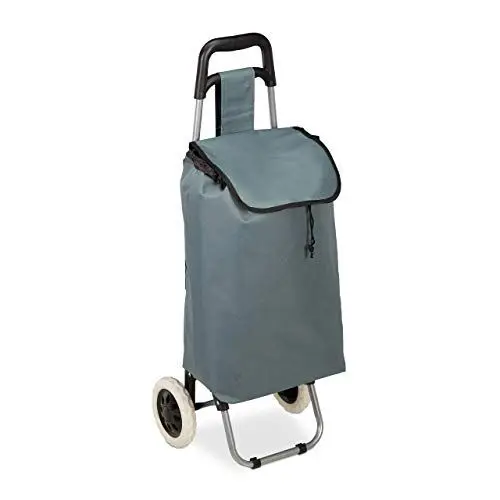 Produktbild: Relaxdays Einkaufstrolley klappbar, Abnehmbare Tasche 28 L, Einkaufswagen mit Rollen HxBxT: 92,5 x 42 x 28 cm, grau