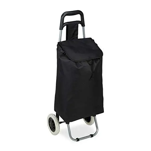 Produktbild: Relaxdays Einkaufstrolley klappbar, Abnehmbare Tasche 28 L, Einkaufswagen mit Rollen HxBxT: 92,5 x 42 x 28 cm, schwarz