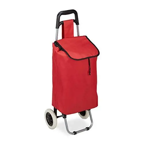 Produktbild: Relaxdays Einkaufstrolley klappbar, Abnehmbare Tasche 28 L, Einkaufswagen mit Rollen HxBxT: 92,5 x 42 x 28 cm, rot