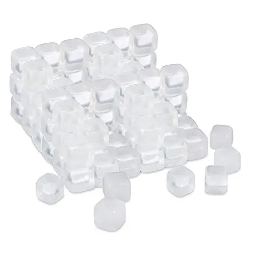 Produktbild: Relaxdays Eiswürfel wiederverwendbar, 24 Stück, XXL Dauereiswürfel Kunststoff, Partyeiswürfel für Getränke, transparent 10035626