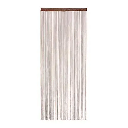 Produktbild: Relaxdays Fadenvorhang, 90x245 cm, mit Tunneldurchzug, kürzbar, für Türen & Fenster, Fadengardine, waschbar, beige