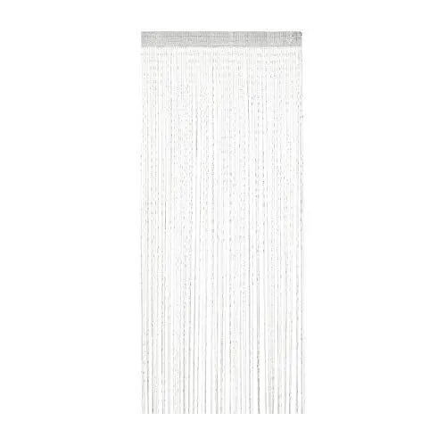 Produktbild: Relaxdays Fadenvorhang Glitzer, 90 x 245 cm, kürzbar, Tunneldurchzug, für Türen & Fenster, waschbar, Fadengardine, weiß