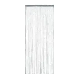 Produktbild: Relaxdays Fadenvorhang Glitzer, 90x245 cm, kürzbar, Tunneldurchzug, für Türen & Fenster, waschbar, Fadengardine, Silber