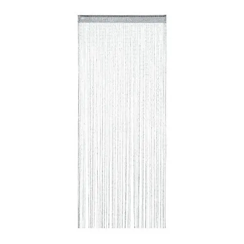 Produktbild: Relaxdays Fadenvorhang Glitzer, 90x245 cm, kürzbar, Tunneldurchzug, für Türen & Fenster, waschbar, Fadengardine, Silber