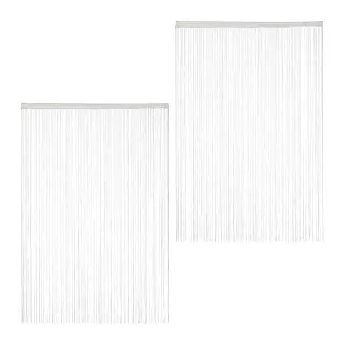 Produktbild: Relaxdays Fadenvorhang im 2er Set, kürzbare Fadengardinen mit Stabtunnel, 145 x 245 cm, Türgardine & Raumteiler, weiß