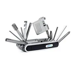 Produktbild: Relaxdays Fahrrad Multitool HBT ca. 2,5 x 9 x 4,5 cm Multifunktionswerkzeug zur Fahrradreparatur mit Reifenheber, Schraubendreher und Kettennieter ideales Werkzeugset für unterwegs, schwarz