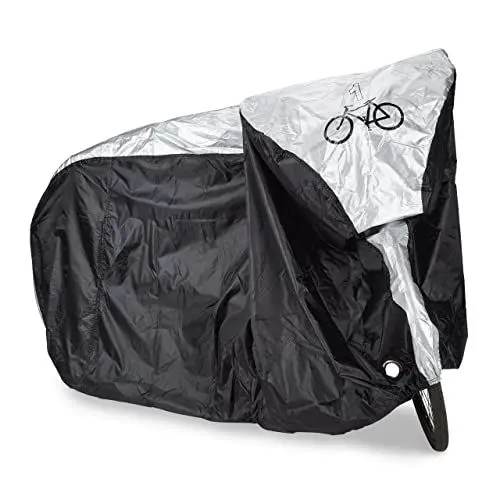 Produktbild: Relaxdays Fahrradgarage, für 1 Fahrrad, HBT: 110 x 190 x 70 cm, Fahrradabdeckung, mit Tasche, Kunststoff, schwarz/Silber