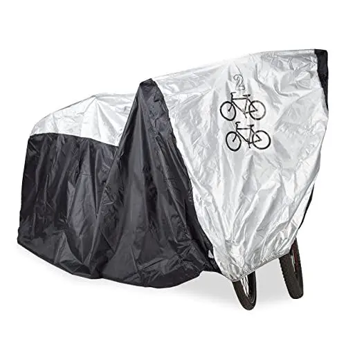 Produktbild: Relaxdays Fahrradgarage, für 2 Fahrräder, HBT: 110x200x75 cm, Fahrradabdeckung, mit Tasche, Kunststoff, schwarz/Silber