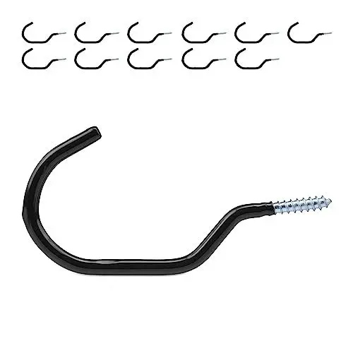 Produktbild: Relaxdays Fahrradhaken 12er Set, Fahrrad Aufhängung Wand & Decke, gummiert, Fahrradhalterung zum Schrauben, schwarz