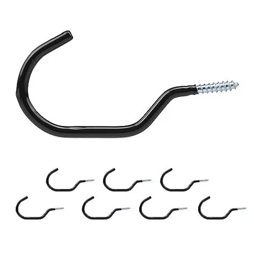 Produktbild: Relaxdays Fahrradhaken, im 8er Set, Fahrrad Aufhängung Wand & Decke, gummiert, Fahrradhalterung zum Schrauben, schwarz