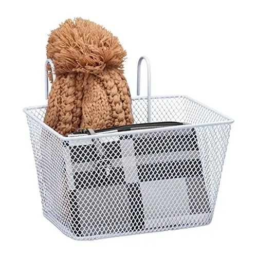 Produktbild: Relaxdays Fahrradkorb für Vorne, zum Einhängen, Kinder & Erwachsene, abnehmbar, Lenkerkorb Metall, 21x24,5x21 cm, weiß