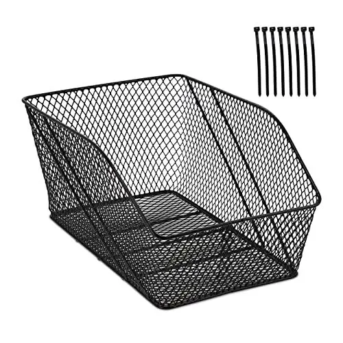 Produktbild: Relaxdays Fahrradkorb für hinten, Metall, Schultaschenkorb HBT: 22x30x46 cm, Gepäckträgerkorb Fahrrad & E-Bike, schwarz
