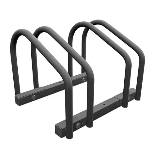 Produktbild: Relaxdays Fahrradständer, für 2 Fahrräder, Stahl Bodenparker, Reifenbreite 60mm, Abstellständer, Fahrradstand, anthrazit
