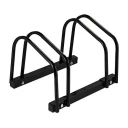 Produktbild: Relaxdays Fahrradständer, für 2 Fahrräder, aus Metall, mit Montagematerial für Boden, HxBxT: 27 x 40,5 x 33 cm, schwarz