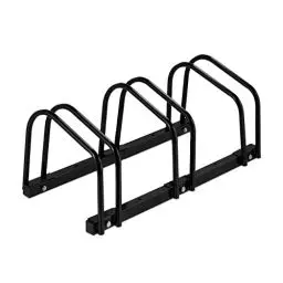 Produktbild: Relaxdays Fahrradständer, für 3 Fahrräder, aus Metall, mit Montagematerial für Boden, HxBxT: 27 x 67,5 x 33 cm, schwarz