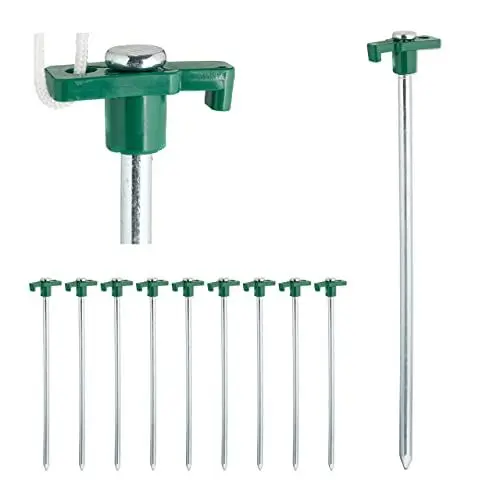 Produktbild: Relaxdays Felsbodenhering 10er Set, Erdanker für Harte Böden, 25 cm, Bodenanker, Zeltzubehör, Stahl verzinkt, grün