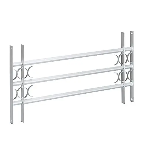 Produktbild: Relaxdays Fenstergitter Einbruchschutz, ausziehbar, für außen, Stahl, 450 x 1000-1500 mm, Sicherheitsgitter, grau