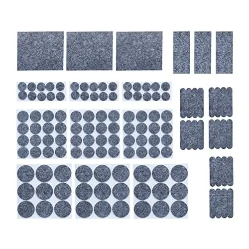 Produktbild: Relaxdays Filzgleiter selbstklebend, 204er Pack, Kratzschutz Boden, Möbelgleiter, 6 Größen, Klebefilz Möbel, dunkelgrau
