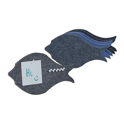 Produktbild: Relaxdays Filzpinnwand, 6 selbstklebende Filzwände im Fisch-Design, Filz, HBT: 16 x 30 x 0,9 cm, inkl. Pinnnadeln, bunt