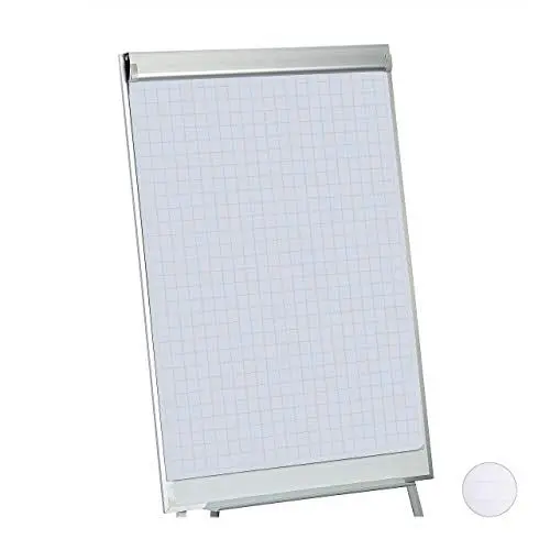 Produktbild: Relaxdays Flipchart Papier, Kariertes Moderationspapier, Block à 50 Blatt, 60 g/m², 6-fache Lochung, 57,5 x 81 cm, weiß, 1 Stück, Kariert