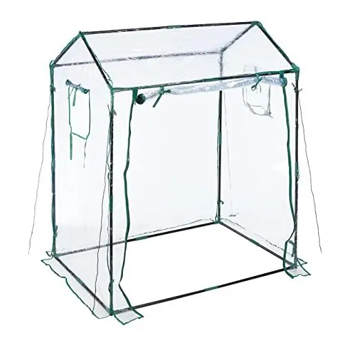 Produktbild: Relaxdays Foliengewächshaus, PVC-Folie, aufrollbare Tür & Fenster, HBT: 152x132x92 cm, Gewächshaus Tomaten, transparent