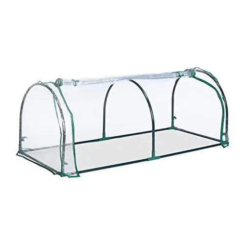 Produktbild: Relaxdays Foliengewächshaus, Stecksystem, aufrollbare Tür, H x B x T: 50 x 130 x 60 cm, Stahl & PVC, transparent, grün