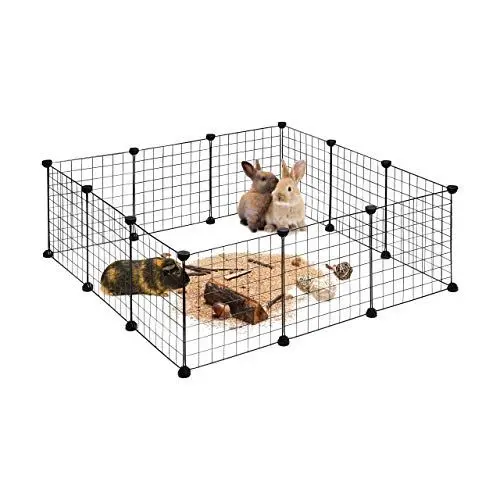 Produktbild: Relaxdays Freilaufgehege, DIY Freigehege für Kleintiere, Erweiterbarer Hasenauslauf, HBT ca. 37 x 110 x 110cm, schwarz