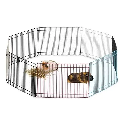 Produktbild: Relaxdays Freilaufgehege Kleintiere, 8 Elemente, engmaschig, Freilauf für Meerschweinchen und Co., 24cm hoch, Mehrfarbig