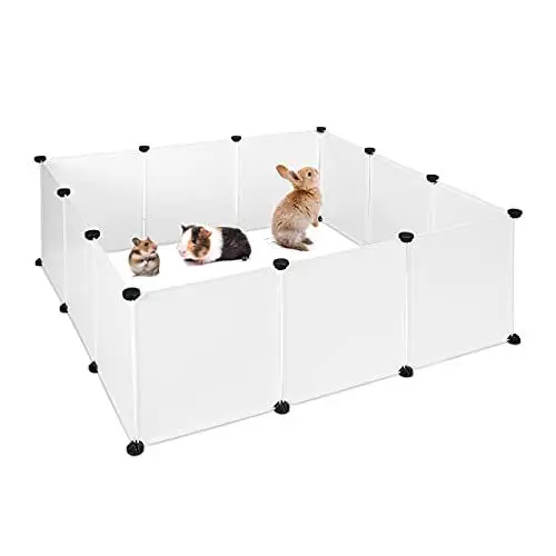 Produktbild: Relaxdays Freilaufgehege Kunststoff, DIY Freigehege, Erweiterbarer Auslauf für Kleintiere, HBT 47 x 110 x 110 cm, weiß