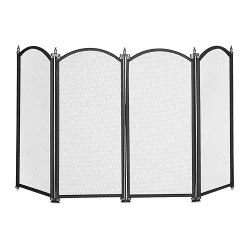 Produktbild: Relaxdays Funkenschutzgitter, 4 teiliges Gitter gegen Funkenflug, Kamin Funkenschutz, HxB: 54x97,5 cm, Metall, schwarz