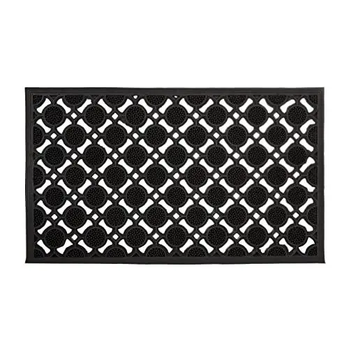 Produktbild: Relaxdays Fußabtreter Gummi HBT: 0,5 x 75 x 45 cm Gummimatte als Fußmatte oder Türvorleger rutschfest und zuschneidbar als Schmutzfangmatte wetterfest Outdoor Türmatte und Eingangsmatte, schwarz