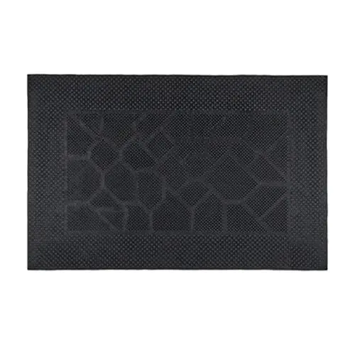 Produktbild: Relaxdays Fußmatte Gummi, 40 x 60 cm, Fußabtreter mit Noppen, innen & außen, wetterfest, rutschfeste Türmatte, schwarz