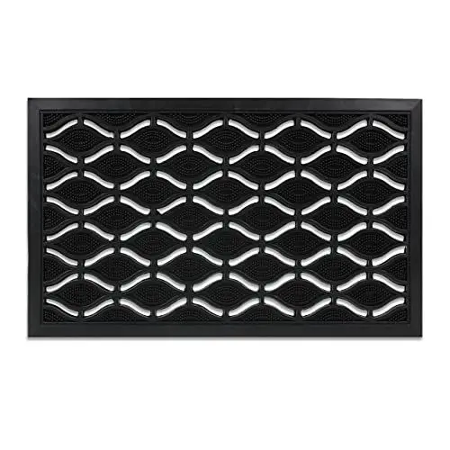 Produktbild: Relaxdays Fußmatte Gummi, 45 x 75 cm, wetterfest, rutschfest, Fußabtreter Gitter, Türvorleger innen & außen, schwarz
