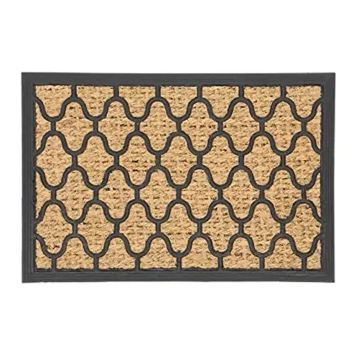 Produktbild: Relaxdays Fußmatte Gummi & Kokos, Fußabtreter 40x60 cm, Antirutsch-Rückseite, Türvorleger innen & außen, Natur/schwarz