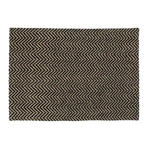 Produktbild: Relaxdays Fußmatte Jute, 60 x 40 cm, Fußabtreter mit Muster, Juteteppich Eingangsbereich innen, Türmatte, Natur/schwarz
