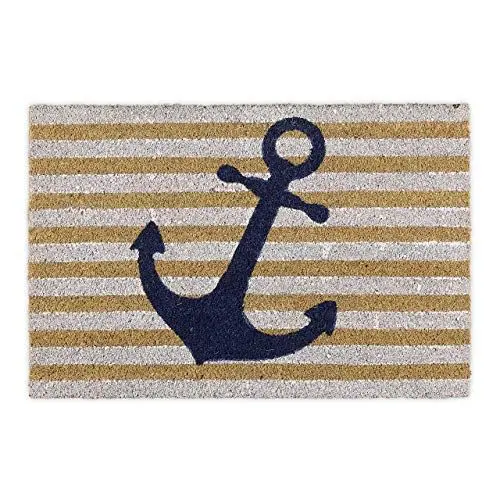 Produktbild: Relaxdays Fußmatte Kokos, 40x60 cm, Kokosmatte mit Anker-Motiv, Rutschfester Schuhabtreter, innen & außen, Mehrfarbig, 1 Stück