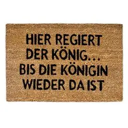 Produktbild: Relaxdays Fußmatte Kokos KÖNIGIN 40 x 60 cm Kokosmatte mit rutschfester PVC Unterlage Fußabtreter aus Kokosfaser als Schmutzfangmatte und Sauberlaufmatte Fußabstreifer für Außen und Innen Matte, braun