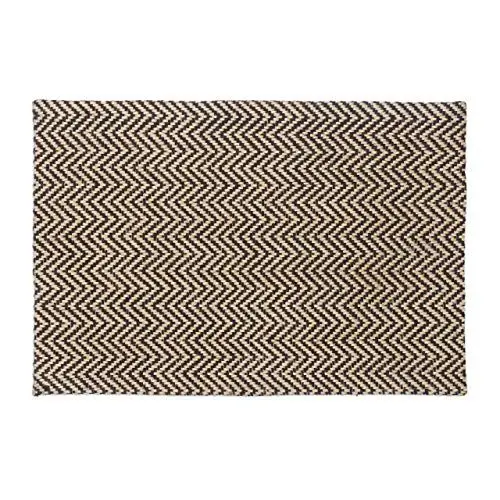 Produktbild: Relaxdays Fußmatte mit Zickzack-Muster, Türmatte aus Jute, handgefertigter Fußabtreter außen, 40x60 cm, natur/schwarz