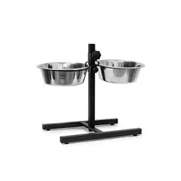Produktbild: Relaxdays Futterstation Hund, 2,2 l Edelstahlnäpfe, Napfständer höhenverstellbar HBT 42 x 53 x 26cm, rutschfest, silber